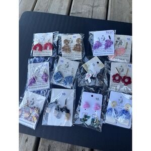 handmade Polymer Clay earrings lot  -1.  12 Unique 12 Pcs  Stainless Steel Base